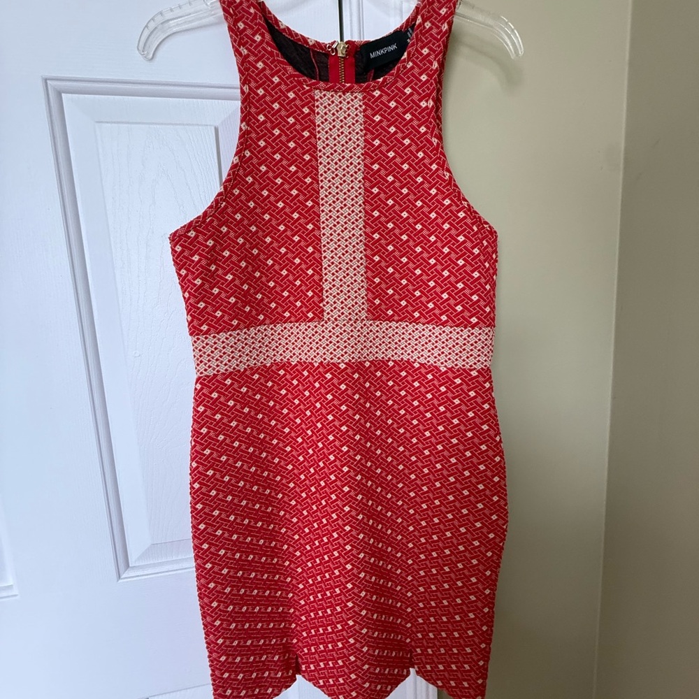 MINKPINK Red Halter Sheath Mini Dress